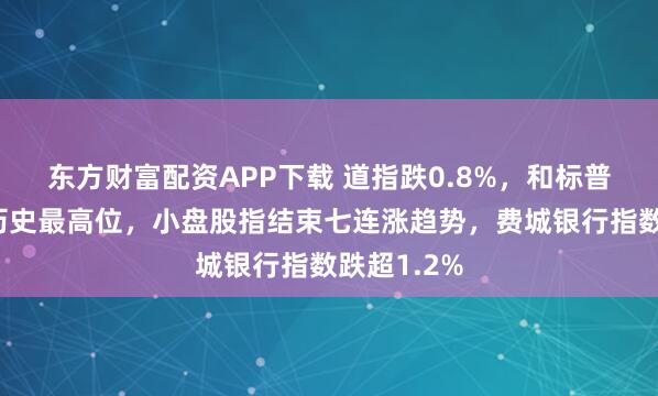 东方财富配资APP下载 道指跌0.8%，和标普脱离收盘历史最高位，小盘股指结束七连涨趋势，费城银行指数跌超1.2%